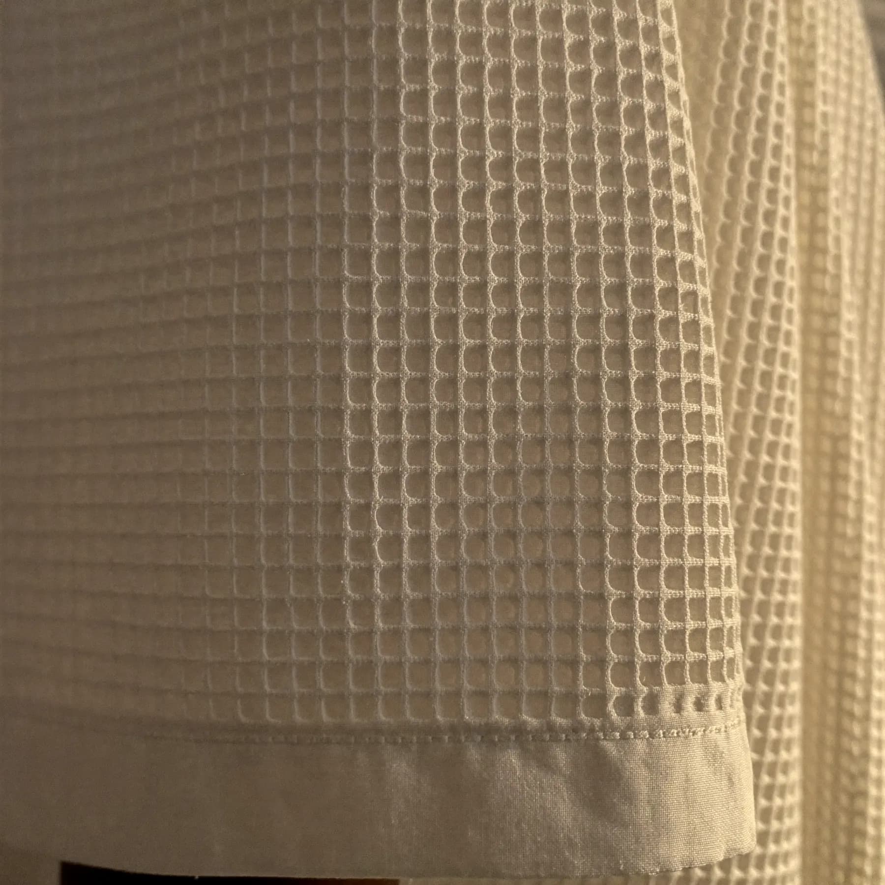 Close-up of the cotton waffle weave